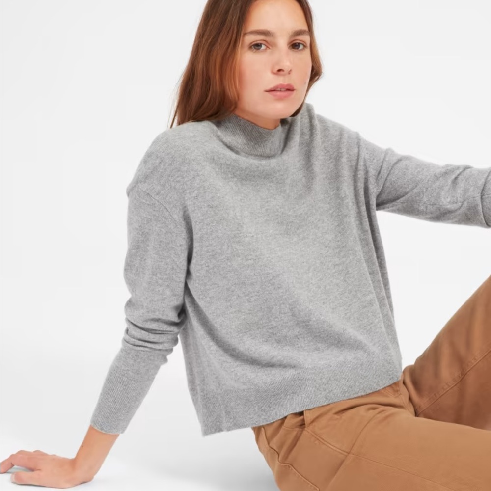Everlane Cashmere Crop Mockneck - Small, Heather Grey